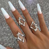 KunJoe New Personality Fashion Simple Style Lines Geometric Punk Ring Popular Hip-hop Opening Liquid Neutral Jewelry Accessories