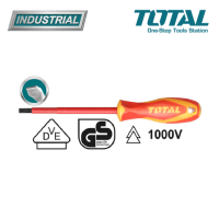 Total ไขควงหุ้มฉนวน ปากแบน ขนาด 6 นิ้ว 1000 โวลต์ รุ่น THTIS6150 ( Insulated Screwdriver )