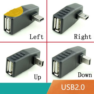 ：“{》 Mini USB 5Pin Male To USB Female 90 Degree Angle Converter Connector Data Sync OTG Adapter For Car MP3 MP4 Tablets Phones U-Disk