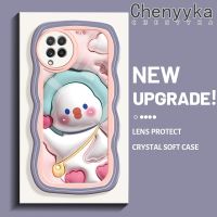 Chenyyka เคสปลอกสำหรับ Samsung กาแลคซี A22 4G A22 5G M22เป็ดน่ารัก3มิติลายคลื่นสีสันสดใสนิ่มแฟชั่นเคสโทรศัพท์โปร่งใสกันกระแทกเคสซิลิโคนแบบเรียบง่ายป้องกันเลนส์กล้องเคสใส