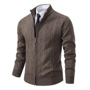2023 Sweater Warm Men s Baseball Collar Stripe Pullover Fashion Thickening