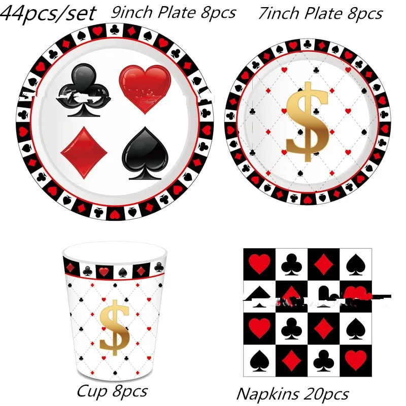 Poker Theme Happy Birthday Banner Cake Topper Las Vegas Casino Night  Playing Cards for Birthday Party Decoration ww06