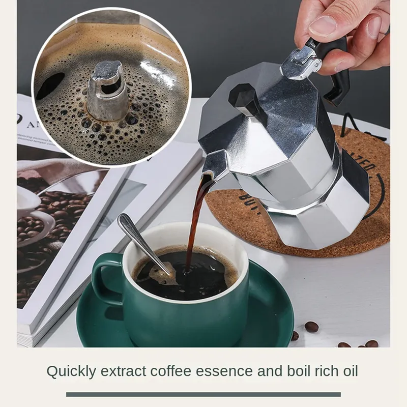 Moka Pot Italian Coffee Machine Espresso Aluminum Geyser Coffee Maker Latte  Stove Classic Coffee Ba