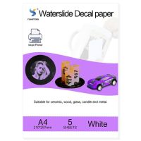 Inkjet Water Slide Decal Transfer กระดาษ A4 ขนาดเล็บรูปลอกสีขาวกระดาษพิมพ์สีย้อม Pigment Ink Waterslide Decal Paper Cup