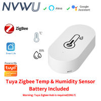 Tuya ZigBee สมาร์ทเซ็นเซอร์อุณหภูมิและความชื้นในร่มไฮโกรมิเตอร์แบตเตอรี่ขับเคลื่อนสนับสนุน Alexa Home Voice Control