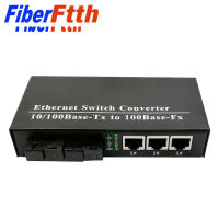 【In-demand】 Fast Ethernet Switch Converter 20KM Fiber Optical Media Converter โหมดเดี่ยว3 RJ45และ2 SC Port