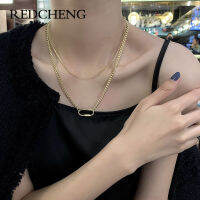 REDCHENG 925 Sterling Sliver Paper Clip Necklace for Women Vintage Simple Chic Double Layer Clavicle Chain New Fashion Jewelry