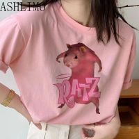 [Lanbo clothing] ผู้หญิง Kawaii Ratz Mouse Tree เสื้อยืดพิมพ์ลายฮาราจูกุสำหรับฤดูLanbo clothingเสื้อยืดลำลองแขนสั้นคอกลมเสื้อเชิ้ตบนผู้หญิง