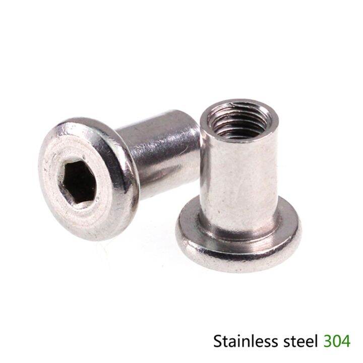 50pcs-lot-m4-m5-m6-m8-m10-stainless-steel-furniture-nut-plywood-dual-screw-fat-head-hexagon-socket-lock-nuts