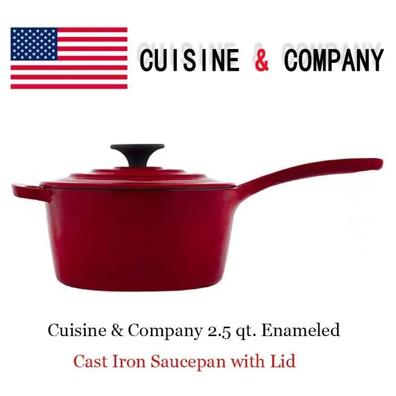  Enameled Cast Iron Saucepan Set for Professional & Home Use -  2.4 Quart - Heavy Duty Non-Stick Saucepan with Lid for Induction Gas Stoves  & All Cooktops (Red): Home & Kitchen