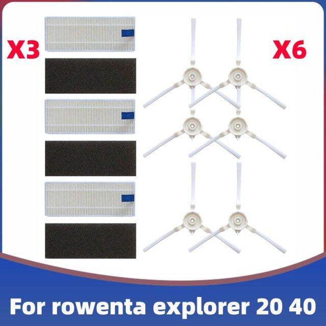 แปรงชุดเปลี่ยนแผ่นกรอง-hepa-ด้านสำหรับนักสำรวจโรเซนต้า-tefal-20-40ซีรีส์แรงอัจฉริยะ-isweep-x3หุ่นยนต์ชิ้นส่วนเครื่องดูดฝุ่น