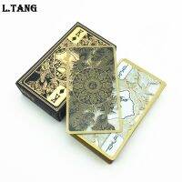 【CW】❐  Transparent Plastic Poker Gold Playing Cards Card Game Collection L412