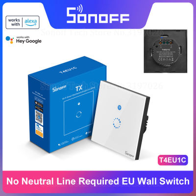 SONOFF T4EU1C WiFi Smart Touch Wall Switch No Neutral Wire Required Remote Control via eWeLink Support Alexa Home IFTTT