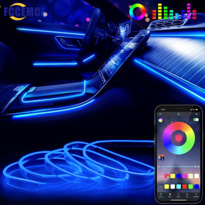 Led Car Interior Decorative Ambient Light Backlight EL Neon Strip RGB Multiple Modes App Sound Control Auto Atmosphere Lamp 12v