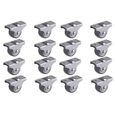Hot XD-16PCS TPE Caster Wheels Duty Fixed Casters With Rigid Non-Swivel Base Ball Bearing Trolley Wheels Top Plate 1 Inch Furniture Protectors  Replac