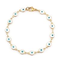 304 Stainless Steel Bracelets Gold Color Link Chain Multicolor Evil Eye Enamel Bracelets For Women Man Gift 19.2cm  1 Piece Wireless Earbuds Accessori