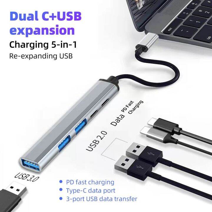 usb3-0-type-c-usb-แท่นวางมือถือ-c-ฮับ5-7พอร์ตฮับ2-0ฮับ-usb-ฮับชาร์จไฟเร็ว-usb-อะแดปเตอร์สถานีพกพาสะดวกบางเฉียบ