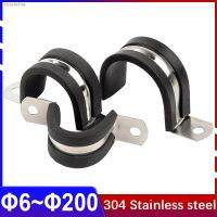 ▩✵۩ 304Stainless Steel Ohm Tube Card U/R Type Water Pipe Clamp Rubber Strip Shock Absorption Insulation Horseback Saddle Throat Hoop