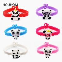 6pcs Newest Baby Shower Decorations Tropical Party Panda Rubber Bracelet Birthday Party Decorations Kids Jungle Party Decorative