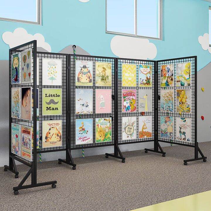 Folding Grid Display Stand Painting Exhibition Studio Kindergarten Work