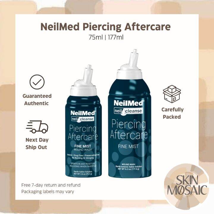 NeilMed Piercing Aftercare Fine Mist Sodium Chloride Solution Spray