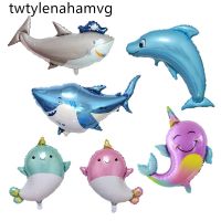 Large Marine Animal Cartoon Aluminum Film Balloon Dolphin Shark Children 39;s Day Inflatable Toys Outdoor Beach Party Decoration