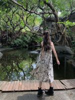 เสื้อผ้าแฟชั่นสำหรับสุภาพสตรี Han edition printed condole belt dress sense of new womens clothing design restoring ancient ways in the leisure A word skirt long skirt