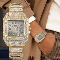 Hip Hop Miami Gold Color Iced Out Paved Rhinestones Bling Shine Rapper Men Women Jewelry Joyas