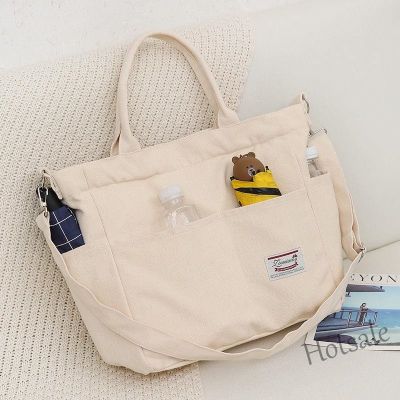 【hot sale】☜☜✽ C16 New Canvas Tote Bag Womens Large Capacity Multiple Pockets Shoulder Bag All-match Ins Student Bag Handbag