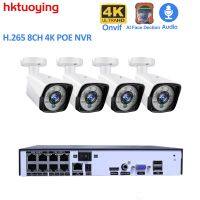 4CH ชุดระบบ NVR ระบบความปลอดภัย POE 4K 8MP สำหรับกลางแจ้งกล้องวิดีโอ CCTV ตรวจจับใบหน้ากันน้ำกล้อง IP 5MP 4MP เครื่องบันทึกเสียง Rj45