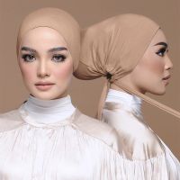 Tudung หมวกหมวกมุสลิมหมวกหิญาบในผ้าคลุมศีรษะอิสลามนิ่มใหม่หมวกอินเดียหมวกคลุมผมผู้หญิงผ้าเทอร์โบ