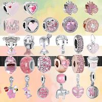 Newwst Pink Skirt Girl Car Popcorn Cake Flower Pendant Bead Fit Original Pandora Charms Silver Color Bracelet DIY Women Jewelry