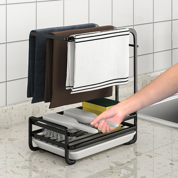 kitchen-storage-rack-sponge-towel-drain-holder-self-adhesive-sink-cleaning-brush-storage-tool