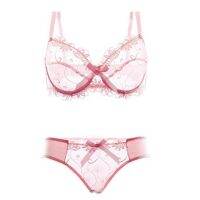 SHUNAICHI Dropshipping Varsbaby Purple/Pink ชุดชั้นในพิมพ์ลายดอกไม้ลูกไม้เซ็กซี่สำหรับผู้หญิง sexy set lingerie V014