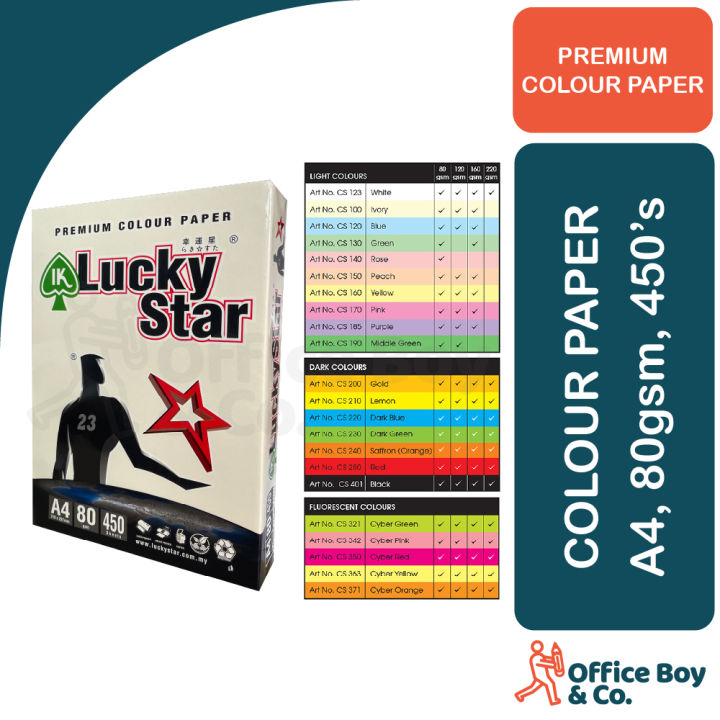 A4 Ik Lucky Star 80gsm Colour Paper 450 Sheets Kertas Warna A4 Premium Color Paper Lazada 4672