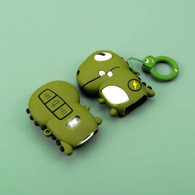 Lovely Dinosaur Car Key Case Cover Shell For Audi A6 A7 A8 E tron Q5 Q8 C8 D5 Golden Edge Keyless Holder Fob Keychain Accessorie