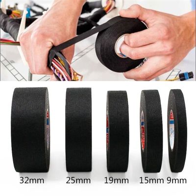 1pcs Heat Resistant Adhesive Cloth Fabric Tape Strong Electrical Tape Car Wiring Harness Tape Cloth Looms Car 9/15/19/25/32MM Adhesives Tape