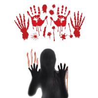 Halloween Bloody Stickers Halloween Decorations Spooky Stickers Ghost Hand Spooky Wall Decal Floor Stickers Footprint Bloody Handprint for Role Play right