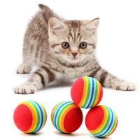 Cat Toys Rainbow EVA Ball Interactive Cat Dog Play Chewing Rattle Scratch EVA Ball Training Balls Pet Toys Supplies Toys