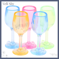 Veli Shy บ้านตุ๊กตา1:12 5ชิ้นถ้วย Sloki Kaca ไวน์ที่มีสีสันการดื่มที่บาร์ขนาดเล็ก