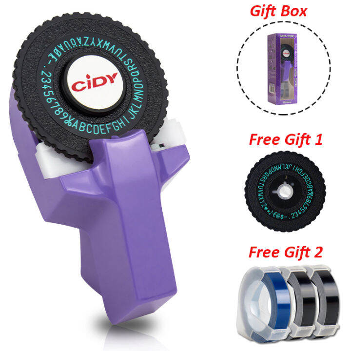 Mini Printer 3D Embossing Label Maker with 3 Tapes Manual Typewriter