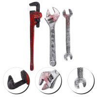 Ajigo【Hot Sale】 3pcs Halloween Wrench Prop Halloween Simulation Plastic Wrench Tool Halloween Photo Prop Halloween Supply