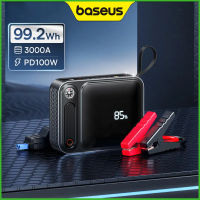 Baseus แบตสำรองสตาร์ทรถ3000A 26800MAh อุปกรณ์สตาร์ทรถพร้อมที่เร่งชาร์จแบตเตอรี่ที่ชาร์จไฟบนรถยนต์เร็ว PD 100W