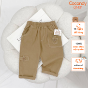 Quần cho bé -Quần dài kaki chun NÂU 2 túi nhỏ cho bé của COCANDY mã Q1431
