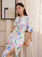 Biary - Elizabeth dress (Multi Color Digital Printed) เดรสพิมพ์ลายพิเศษของทางแบรนด์ ดีเทลผูกคอ รูดอก มีซิปหลัง