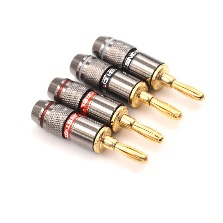 Connettori Banana BFA Placcati Oro Per Casse – 8 Pezzi Con Viti A Doppio Set, Senza Saldatura, Per Cavi Da 12 A 18 AWG