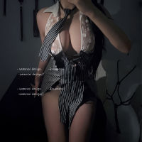 Women Body Lingerie Stripy Suspender Dress Bigsize Cosplay Costume Erotic Lingerie Uniform Temptation