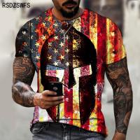 New Design of American Flag Mosaic Pattern 3D Printing Mens T-Shirt Street Trend Retro Fashion Casual Oversized T-shirt Top Tee