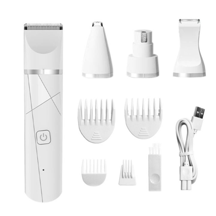 4 in 1 Pet Electric Hair Clipper with 4 Blades Grooming Trimmer Nail  Grinder Professional Recharge Haircut for Dogs Cat 