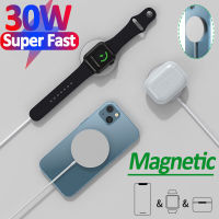 30W Magnetic Induction Wireless Charger 3 In 1ศัพท์ Fast Charging Stand สำหรับ 14 13 12 Pro Ios Macsafe